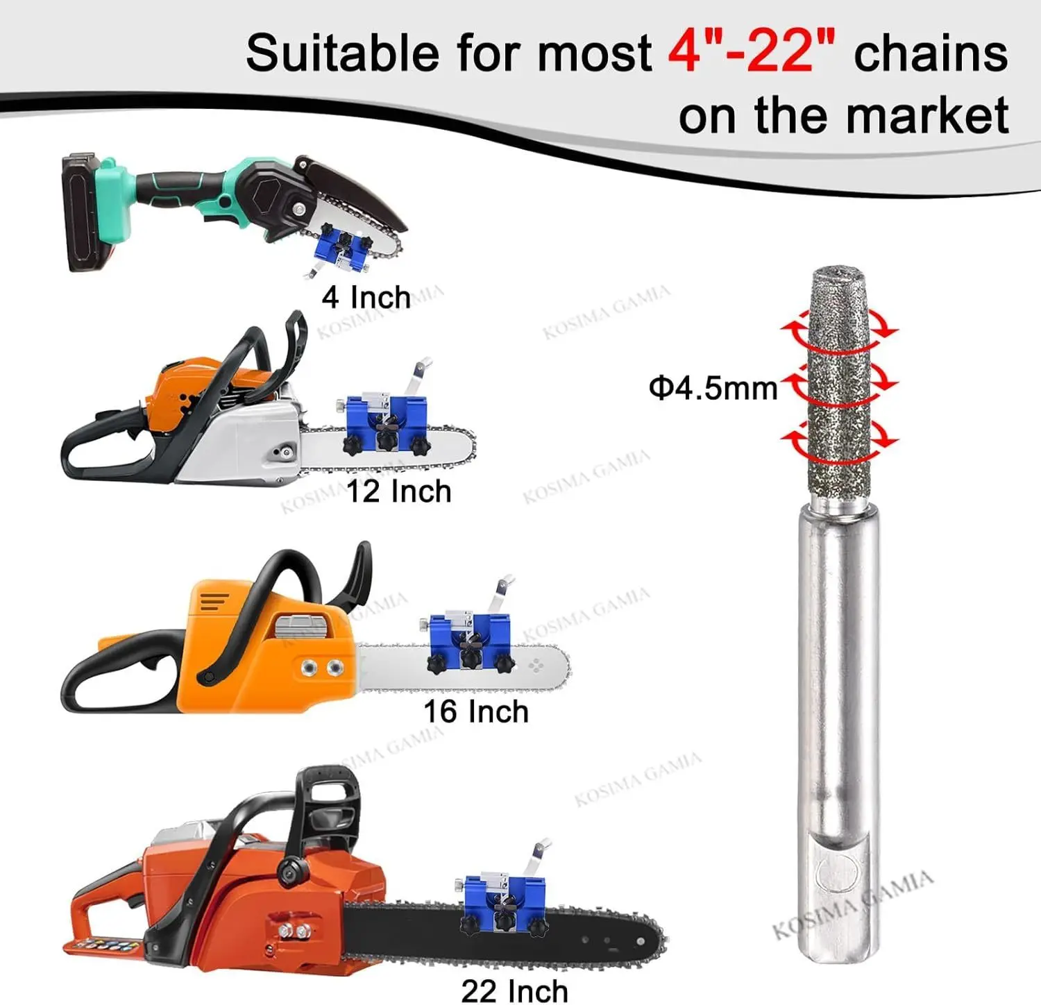 Portable Hand Cranked Chainsaw Chain Sharpener with 3 Grinding Rods Sharpening Jig Tool for Chain Saw Maintenance and Repair thumbnail 5