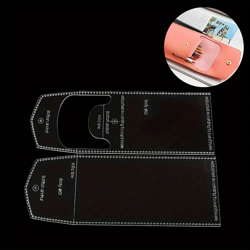 2 Pcs Pencil Case Storage Bag Making Leather Templates DIY Stationery Bag Handmade Stencil Acrylic Mold Leathercraft Supplies thumbnail 6