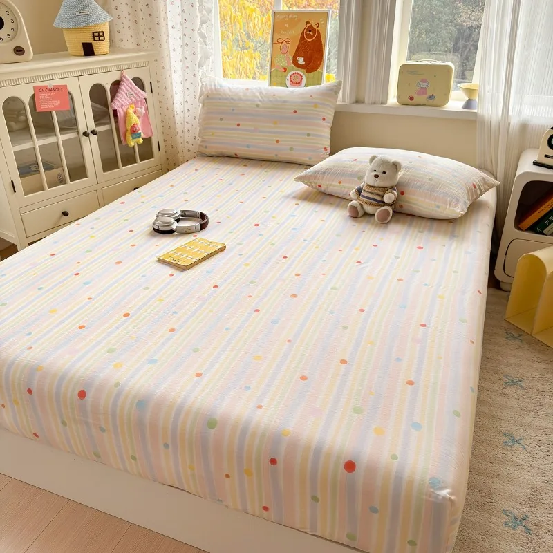 Dormitory fitted sheet three-piece set, dust mattress protective cover, four-season universal three-piece set thumbnail 6