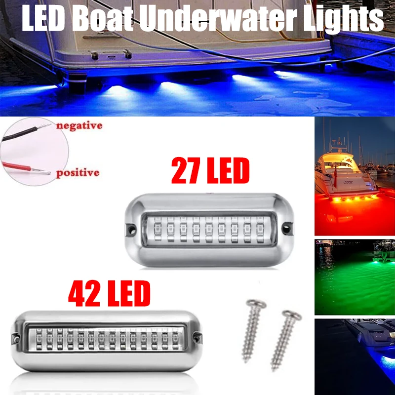 27/42 LED 12V Boat Transom Light Underwater Pontoon Marine Ship Boat Accessories Light Waterproof Marine Light IP68 For Car