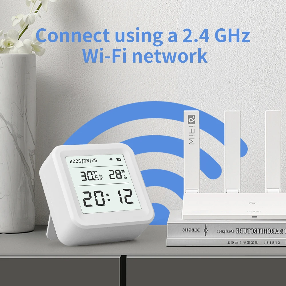 WiFi Smart Temperature Sensor Tuya Smart Life Monitoring Home Automation LCD Display Thermometer Hygrometer Compatible Alexa thumbnail 2