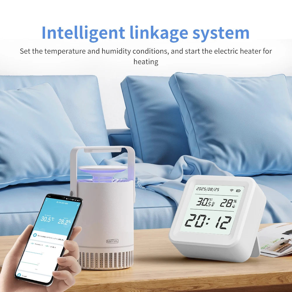 WiFi Smart Temperature Sensor Tuya Smart Life Monitoring Home Automation LCD Display Thermometer Hygrometer Compatible Alexa thumbnail 3