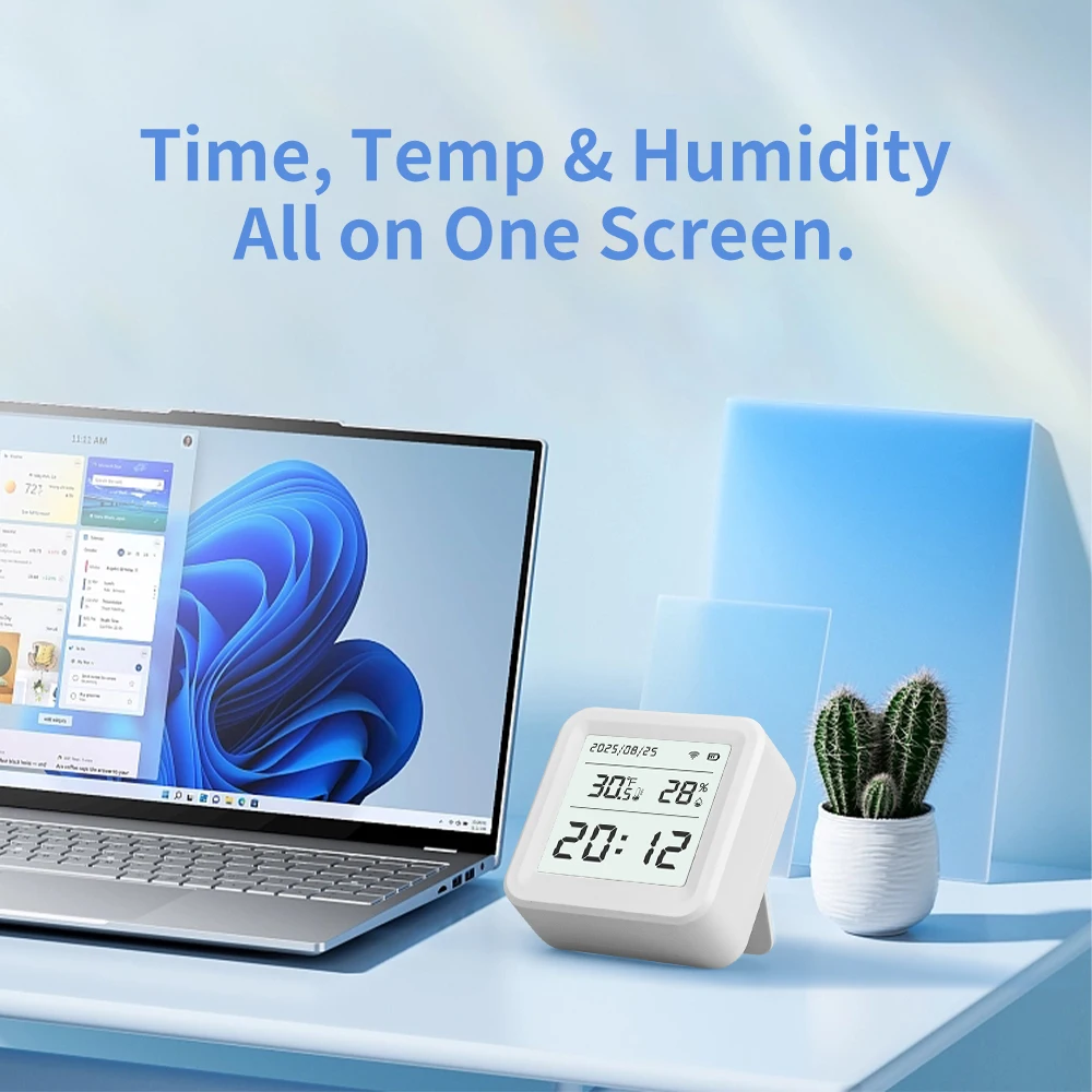 WiFi Smart Temperature Sensor Tuya Smart Life Monitoring Home Automation LCD Display Thermometer Hygrometer Compatible Alexa thumbnail 4