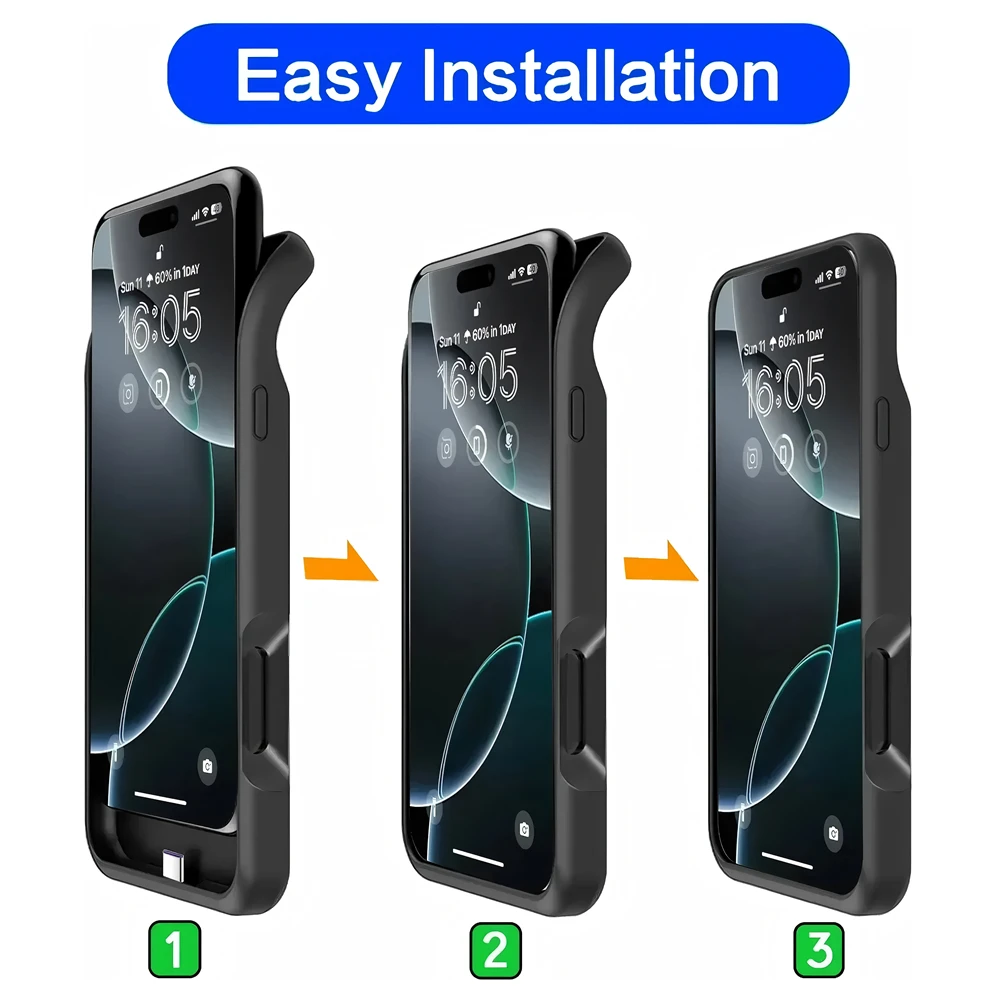 10000mAh Powerbank Cover For iPhone 17 16 Pro Max 17Air 16 Plus 16e External Battery Cases Portable Charger Power Bank Case thumbnail 5