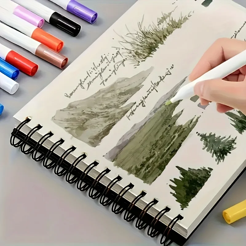 1pc Premium Black Art Sketchbook - A6, A5, A4, 16K size, spiral binding, ,suitable for painting and sketching, art student suppl thumbnail 3