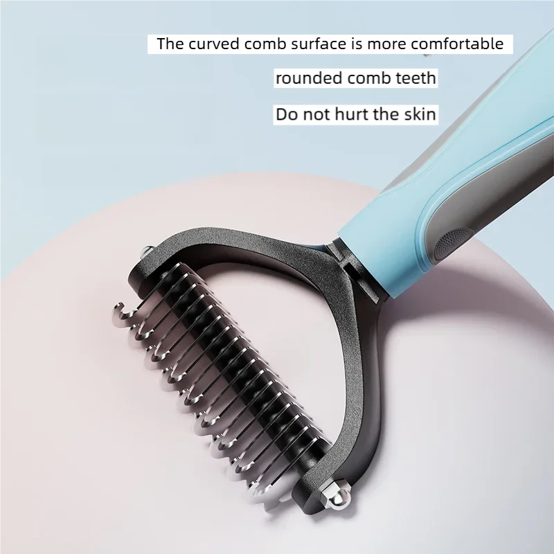 Pet Deshedding Brush Double Sided Pet Grooming Tool for Shedding and Dematting - Stainless Steel Dog Comb with Effective Results thumbnail 3