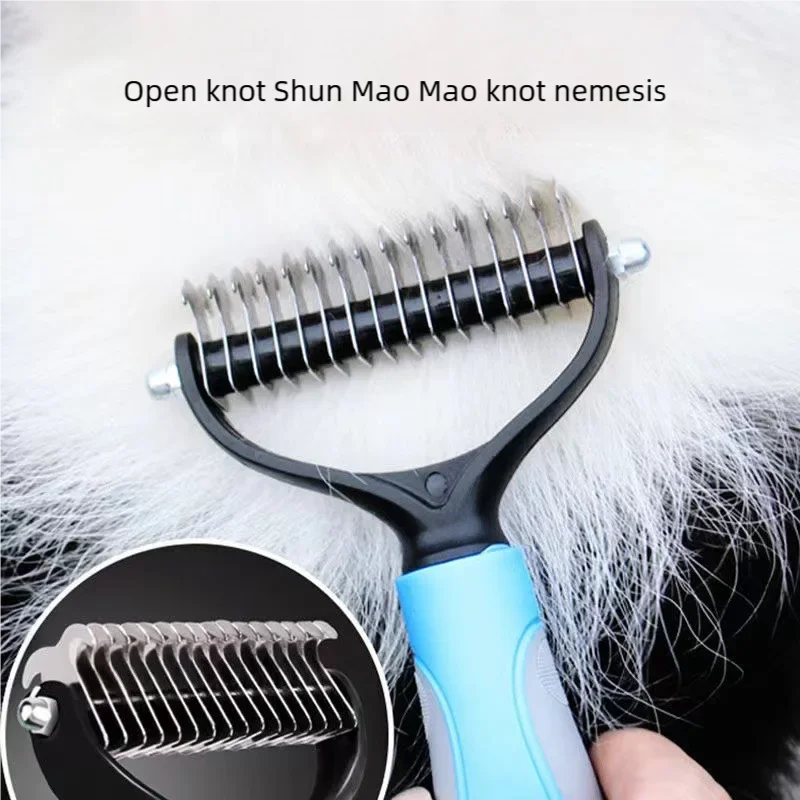 Pet Deshedding Brush Double Sided Pet Grooming Tool for Shedding and Dematting - Stainless Steel Dog Comb with Effective Results thumbnail 2