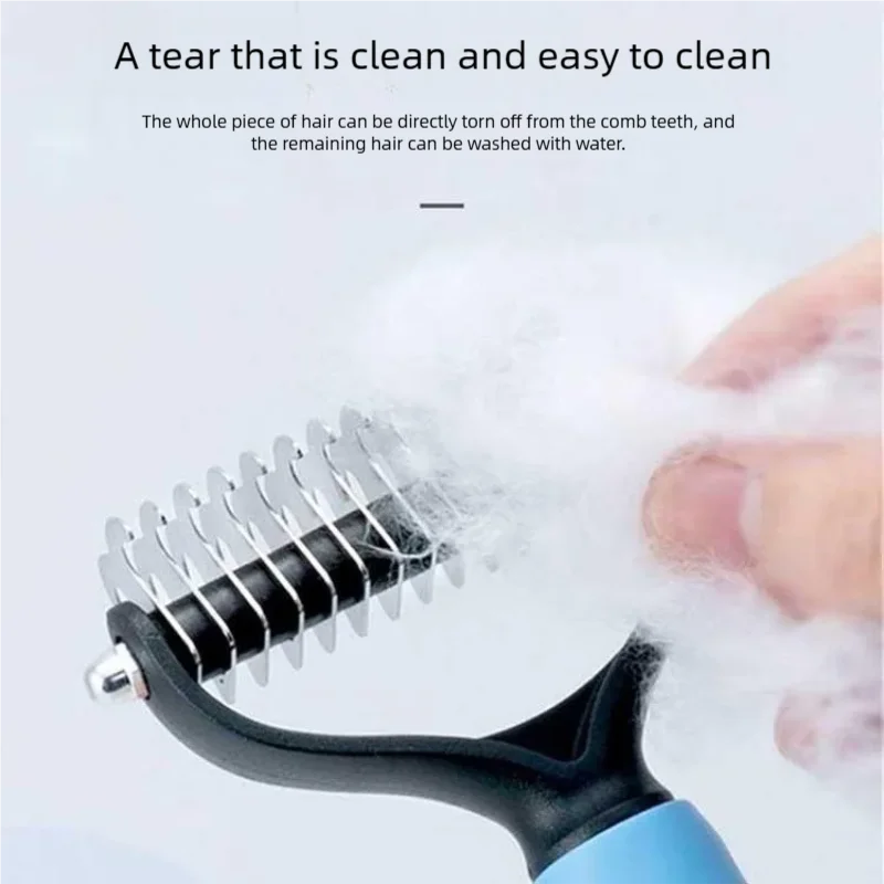 Pet Deshedding Brush Double Sided Pet Grooming Tool for Shedding and Dematting - Stainless Steel Dog Comb with Effective Results thumbnail 5
