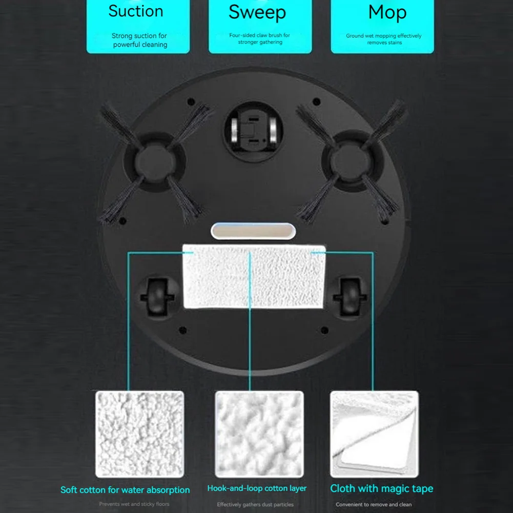 3 In 1 Smart Sweeping Robot Multi-Purpose Intelligent Wiping Floor Robot Rechargeable Automatic Cleaning Machine for Dust Remove thumbnail 5