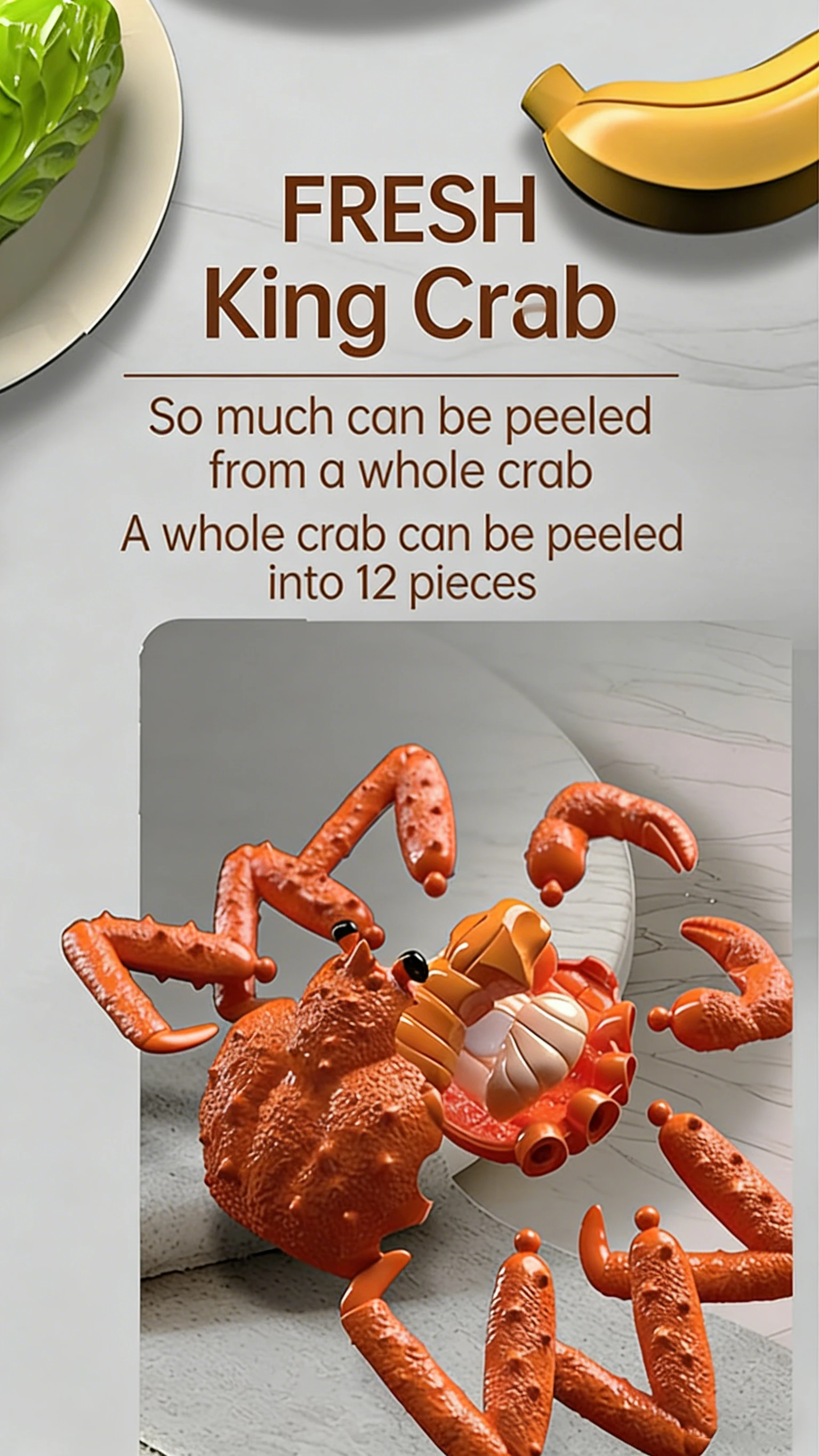 Children's Kitchen Toy Set Simulated Lobster Crab Fish Chicken Fun Cutting Food Big Size DIY Assembly Model Accessories for Kid thumbnail 2