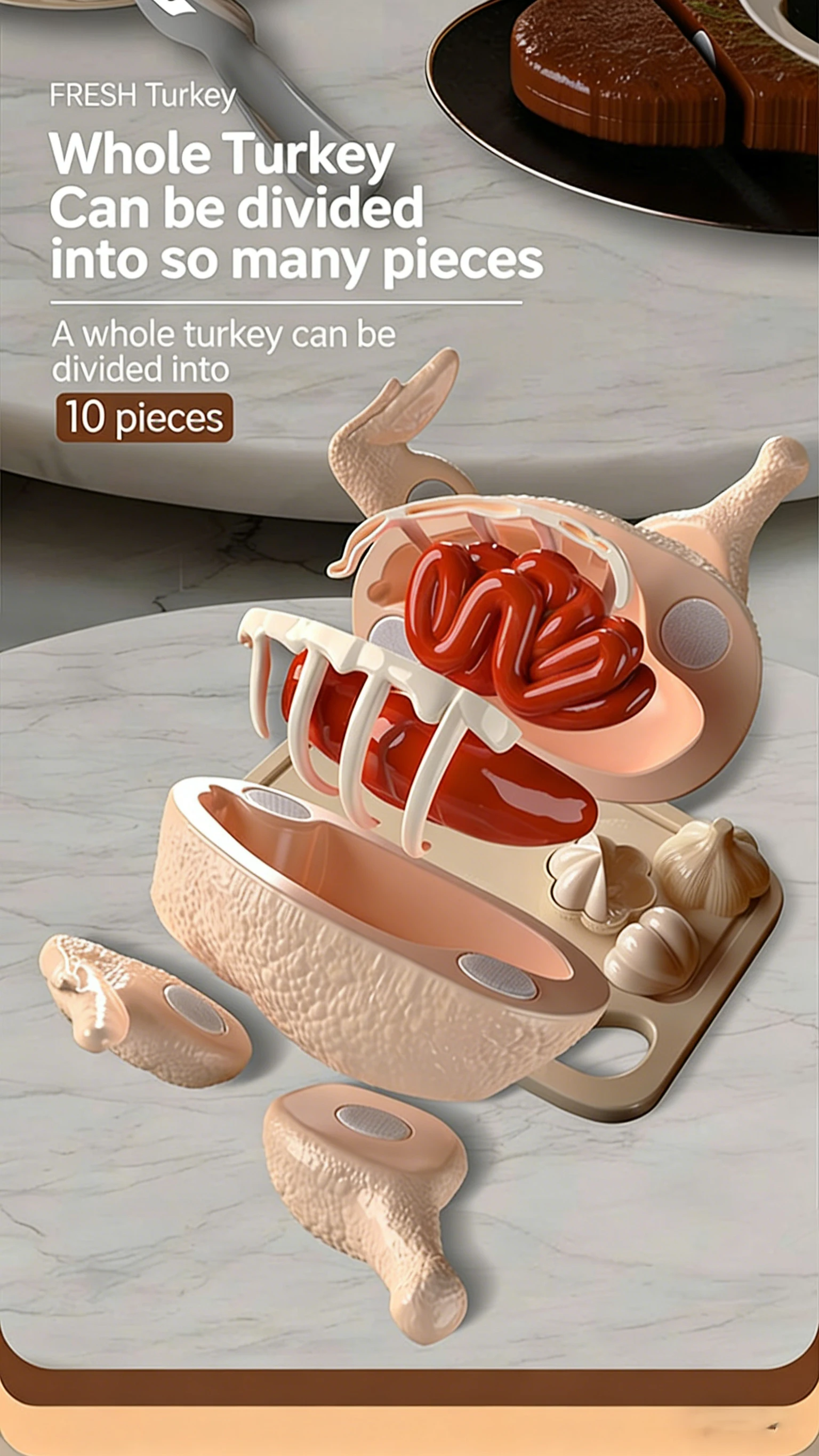 Children's Kitchen Toy Set Simulated Lobster Crab Fish Chicken Fun Cutting Food Big Size DIY Assembly Model Accessories for Kid thumbnail 5