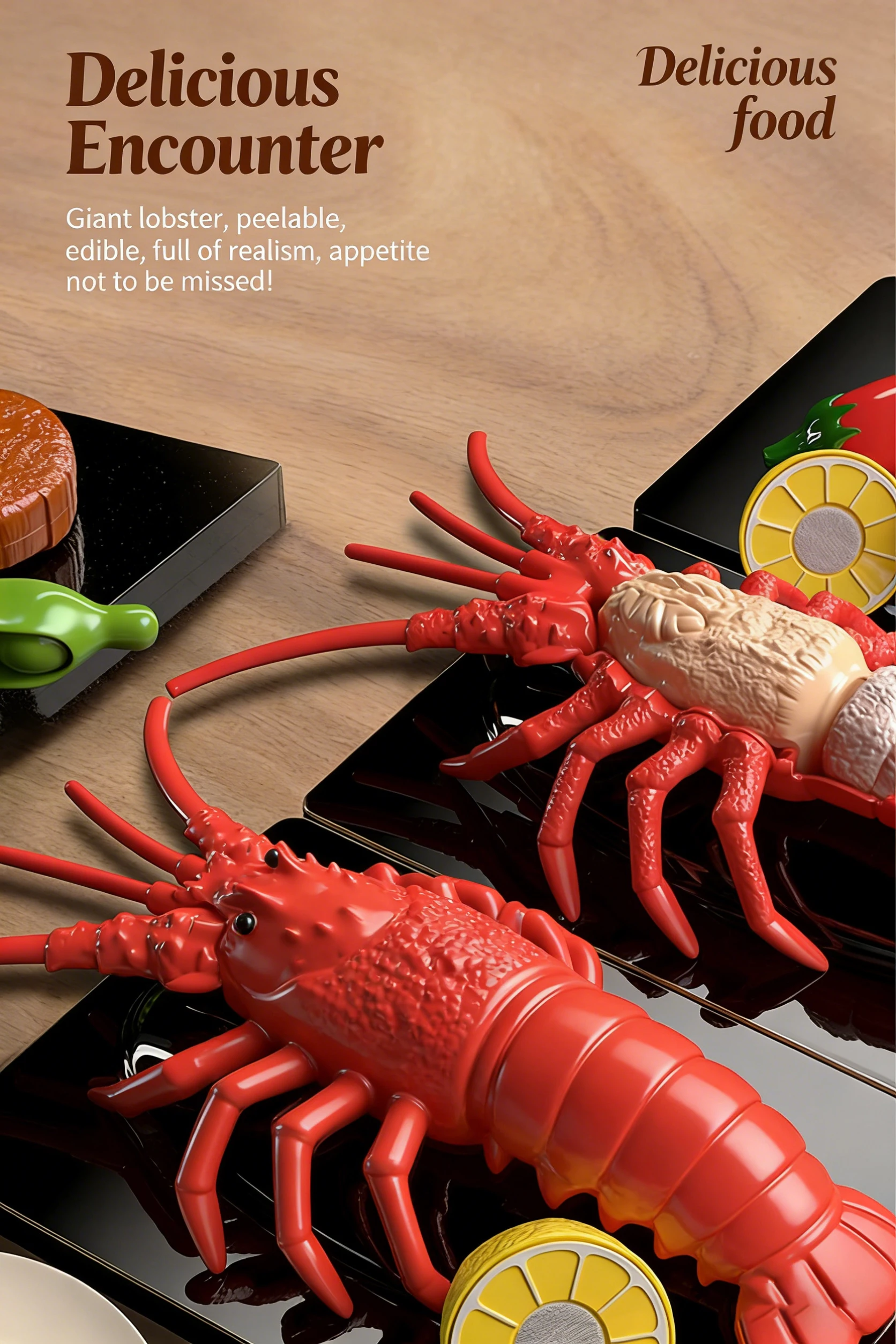 Children's Kitchen Toy Set Simulated Lobster Crab Fish Chicken Fun Cutting Food Big Size DIY Assembly Model Accessories for Kid thumbnail 3