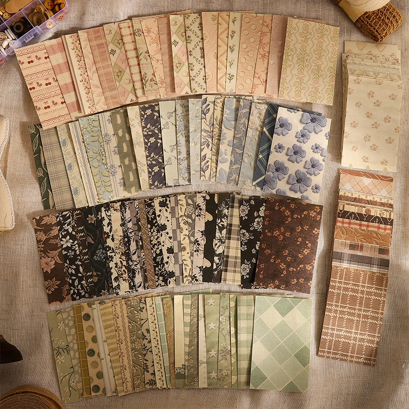 50 pcs Vintage Background Paper Floral Paper DIY Scrapbooking Collage Stationery Decor Diary Craft Material Set thumbnail 5