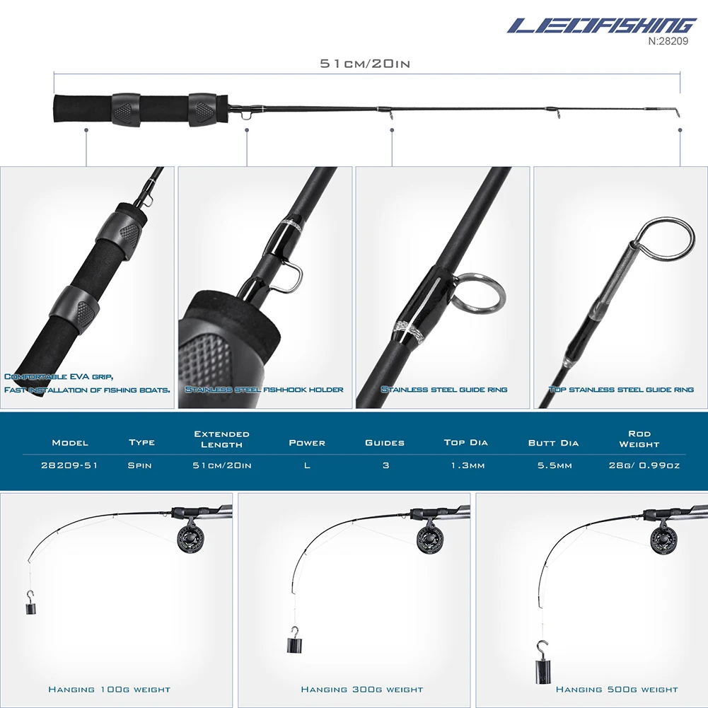51cm Ultralight Ice Winter Fishing Rod with Reel Combo Set Outdoor Sport Mini Carbon Fiber River Shrimp Carp Fishing Pole Tackle thumbnail 5