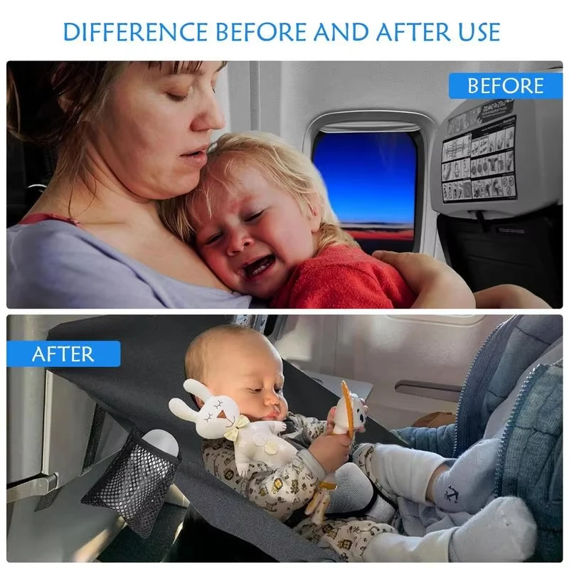 New 1Pcs Kids Airplane Seat Extender Flannel Toddler Airplane Bed with Side Pocket Comfort Breathable Travel Foot Rest Hammock thumbnail 4