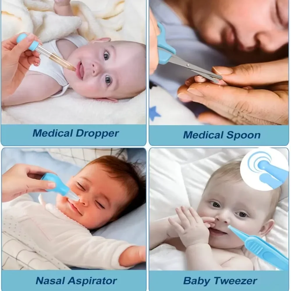 13Pcs/Set Multi-functional Baby Care Kit Hair Wash Brush Nail Clipper Baby Grooming Kit Nasal Aspirator Comb thumbnail 5