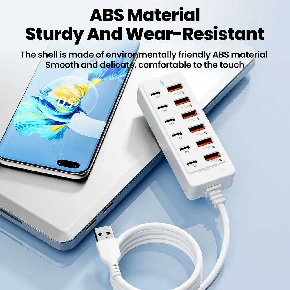 12 in 1 Power Strip Desktop Charging Station  Socket Fast Charging 1m Cord USB HUB Adapter Fast USB Charger for Home Office thumbnail 4