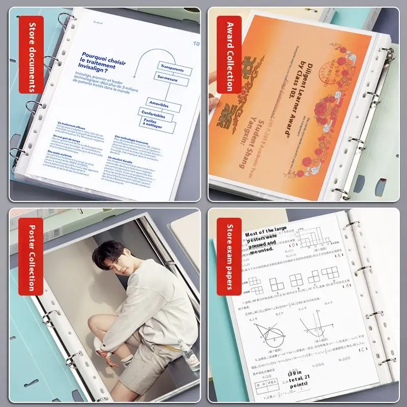 Detachable A4 4 Hole Ring Binder Exam Paper Storage Book for School Office Document Organization Office School Supplies thumbnail 5