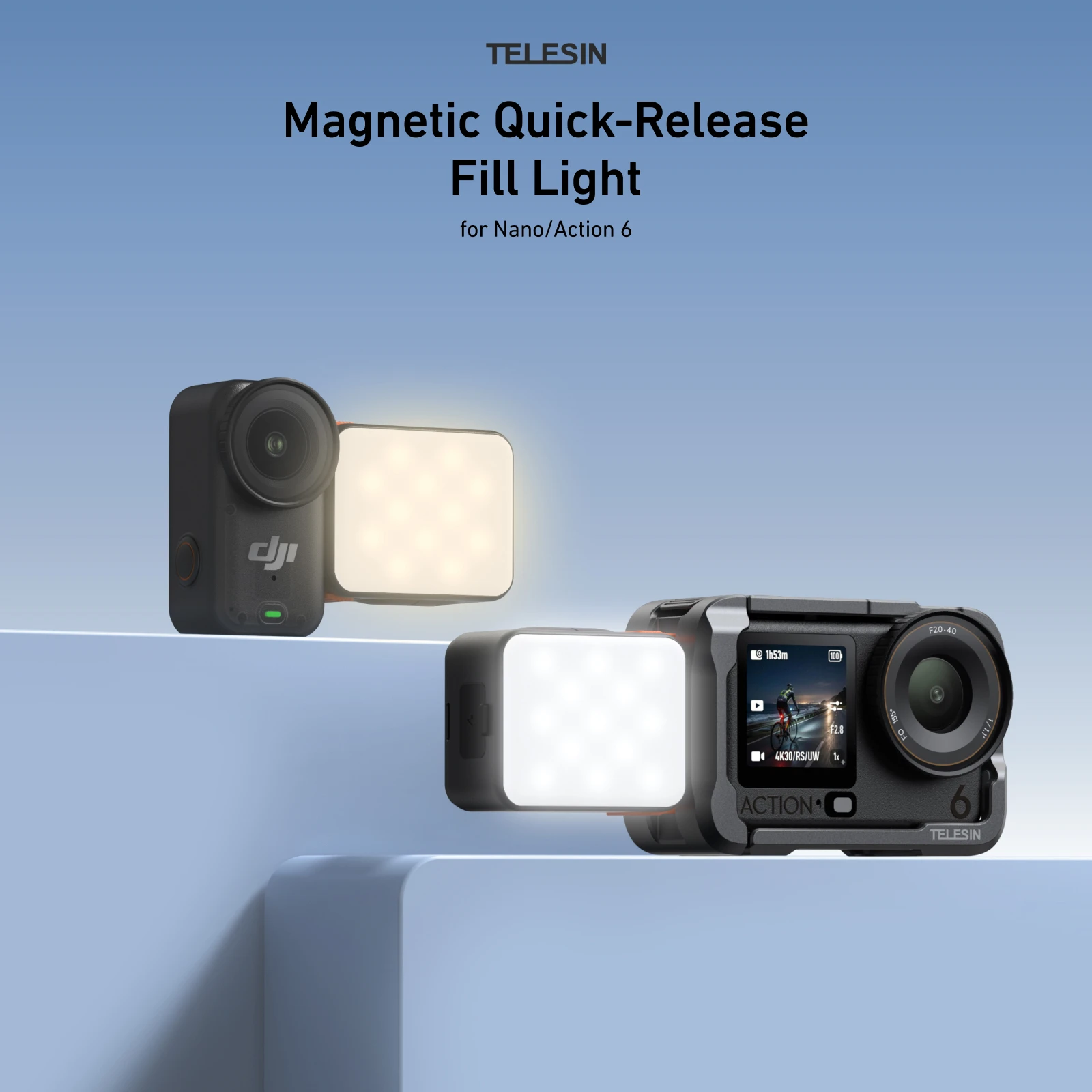 TELESIN Magnetic Quick Release Fill Light Mini Waterproof Selfie Light For DJI OSMO Action 6 For DJI Nano Mini Selfie Light thumbnail 2