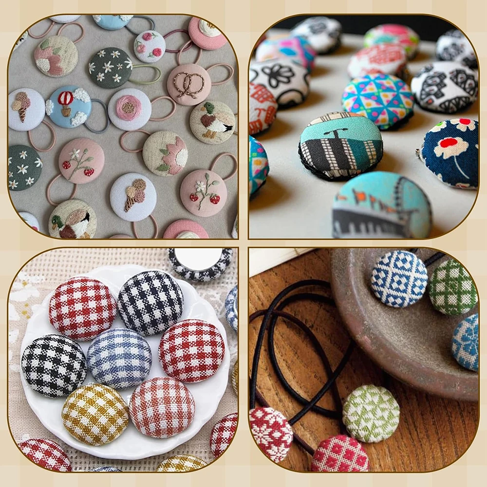 50PCS Cover Button Kit with Tools DIY Fabric Covered Buttons Set 5 Sizes Fabric Template for DIY Covered Button Clothes Crafts thumbnail 6