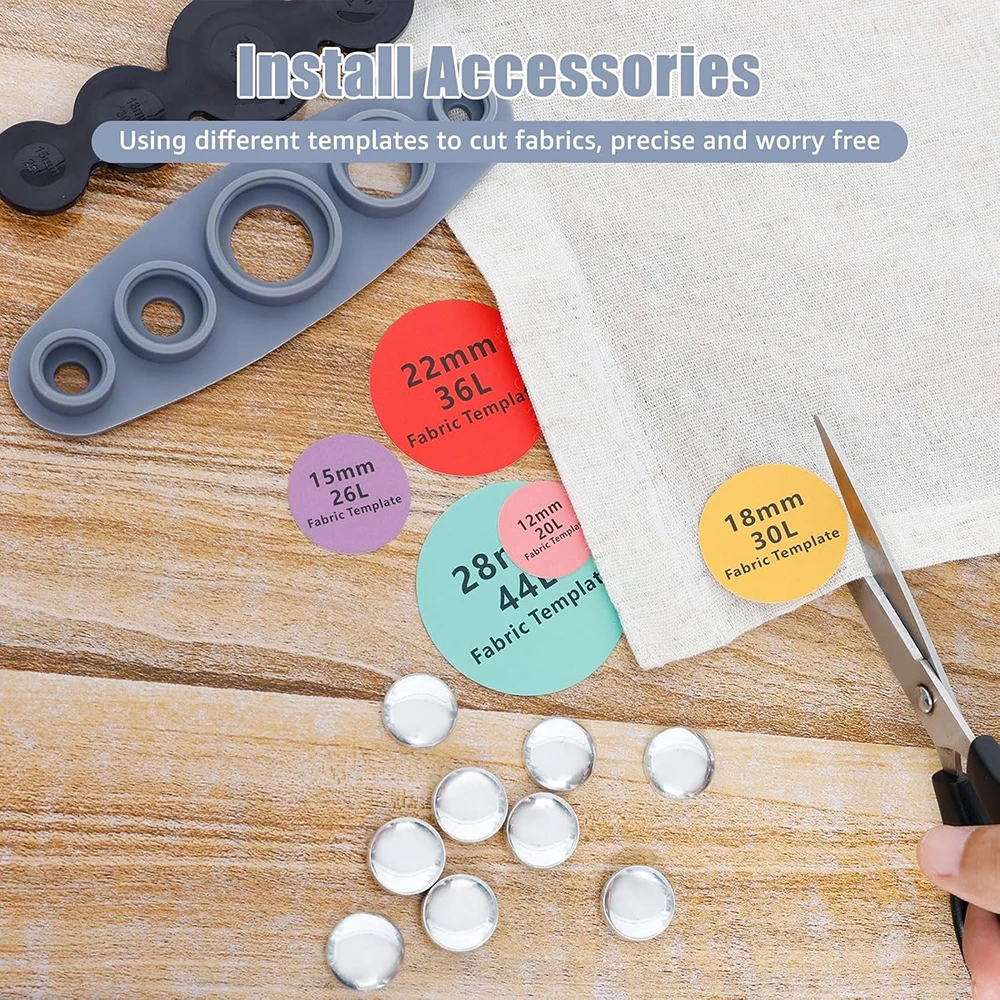 50PCS Cover Button Kit with Tools DIY Fabric Covered Buttons Set 5 Sizes Fabric Template for DIY Covered Button Clothes Crafts thumbnail 5