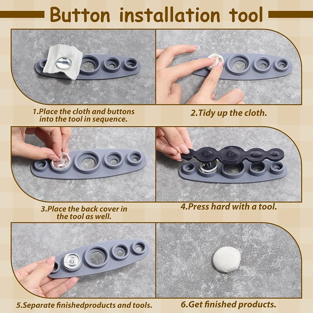 50PCS Cover Button Kit with Tools DIY Fabric Covered Buttons Set 5 Sizes Fabric Template for DIY Covered Button Clothes Crafts thumbnail 4