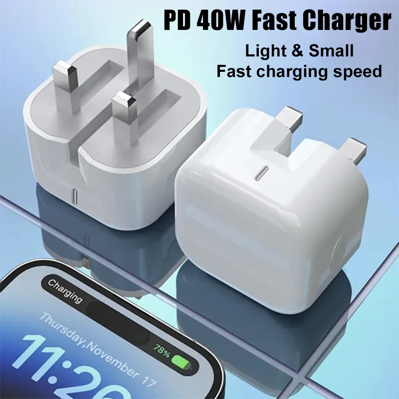 PD 40W For Apple USB C Fast Charger For iPhone 17 16 15 14 13 12 Pro Max Type C Quick Charging Cable UK Plug Phone Accessories thumbnail 2