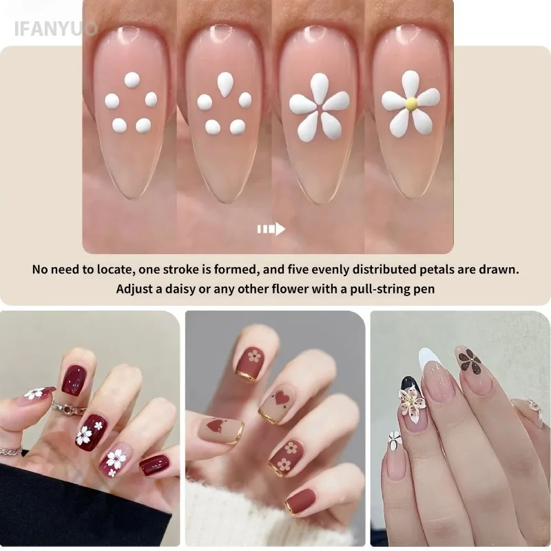 5-Petal Dotting Tool Flower Creator DIY Nail Art 1.8mm Fine Tip Rhinestone Pickers Glitter Handle Manicure Nail Tools Brushes thumbnail 4