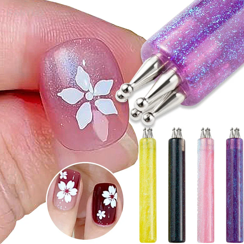 5-Petal Dotting Tool Flower Creator DIY Nail Art 1.8mm Fine Tip Rhinestone Pickers Glitter Handle Manicure Nail Tools Brushes