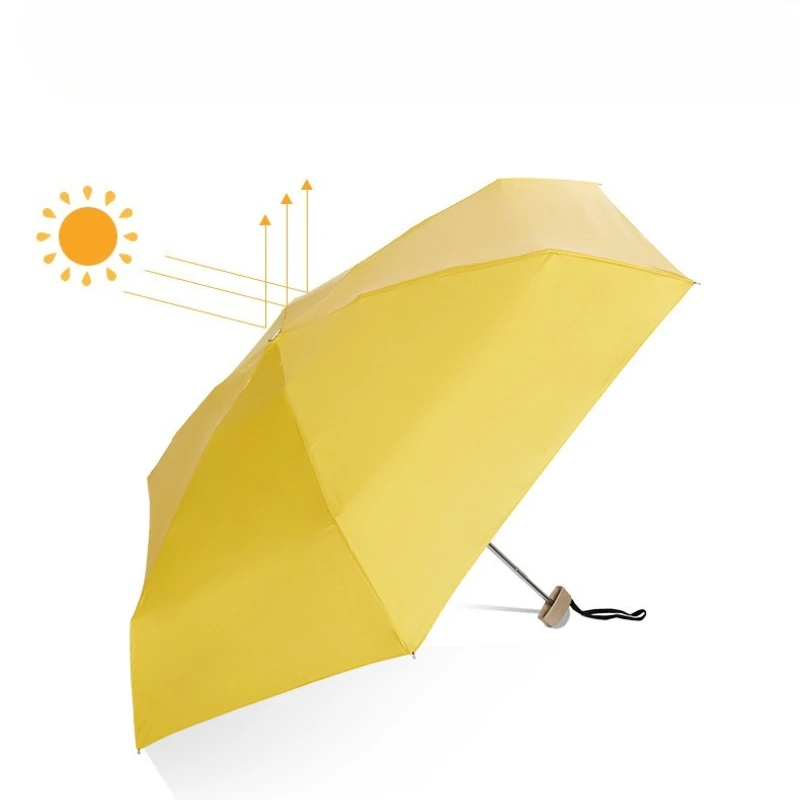 6-bone sunscreen UV-blocking sunshade for women, mini pocket black rubber folding umbrella for both rain and sun thumbnail 5