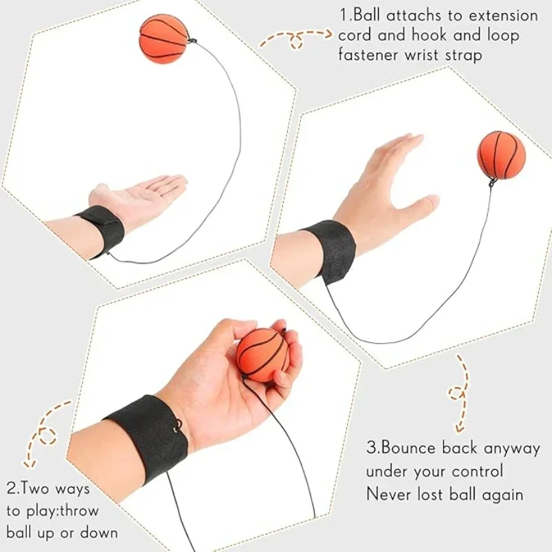 1-20PCS Reaction Training Bouncy Ball Set with Wrist Strap 1 To 20 PCS for Hand Eye Coordination Kids Outdoor Sports and Fitness thumbnail 4
