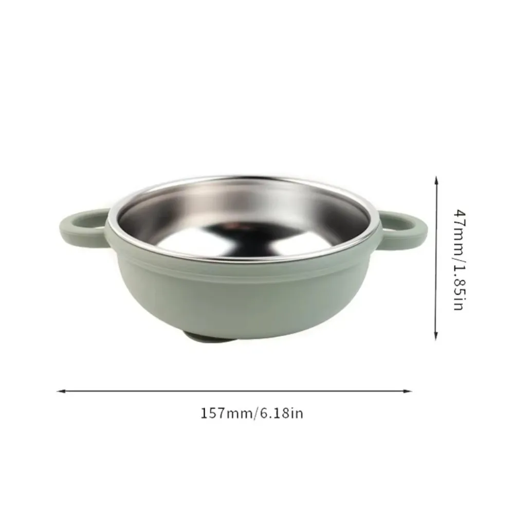 304 Stainless Steel Baby Feeding Bowl Silicone Suction Base Heat Resistant Kids Tableware Divided Design Easy to Clean thumbnail 6