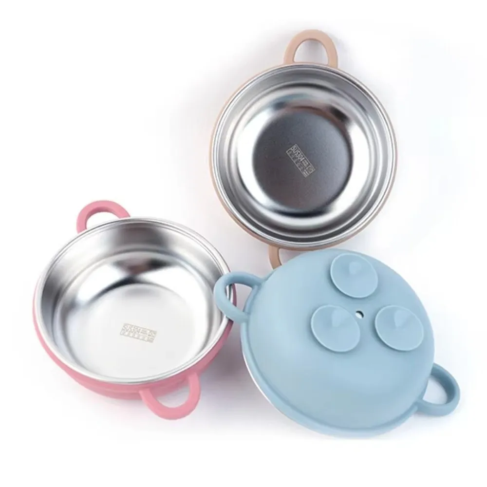 304 Stainless Steel Baby Feeding Bowl Silicone Suction Base Heat Resistant Kids Tableware Divided Design Easy to Clean thumbnail 3