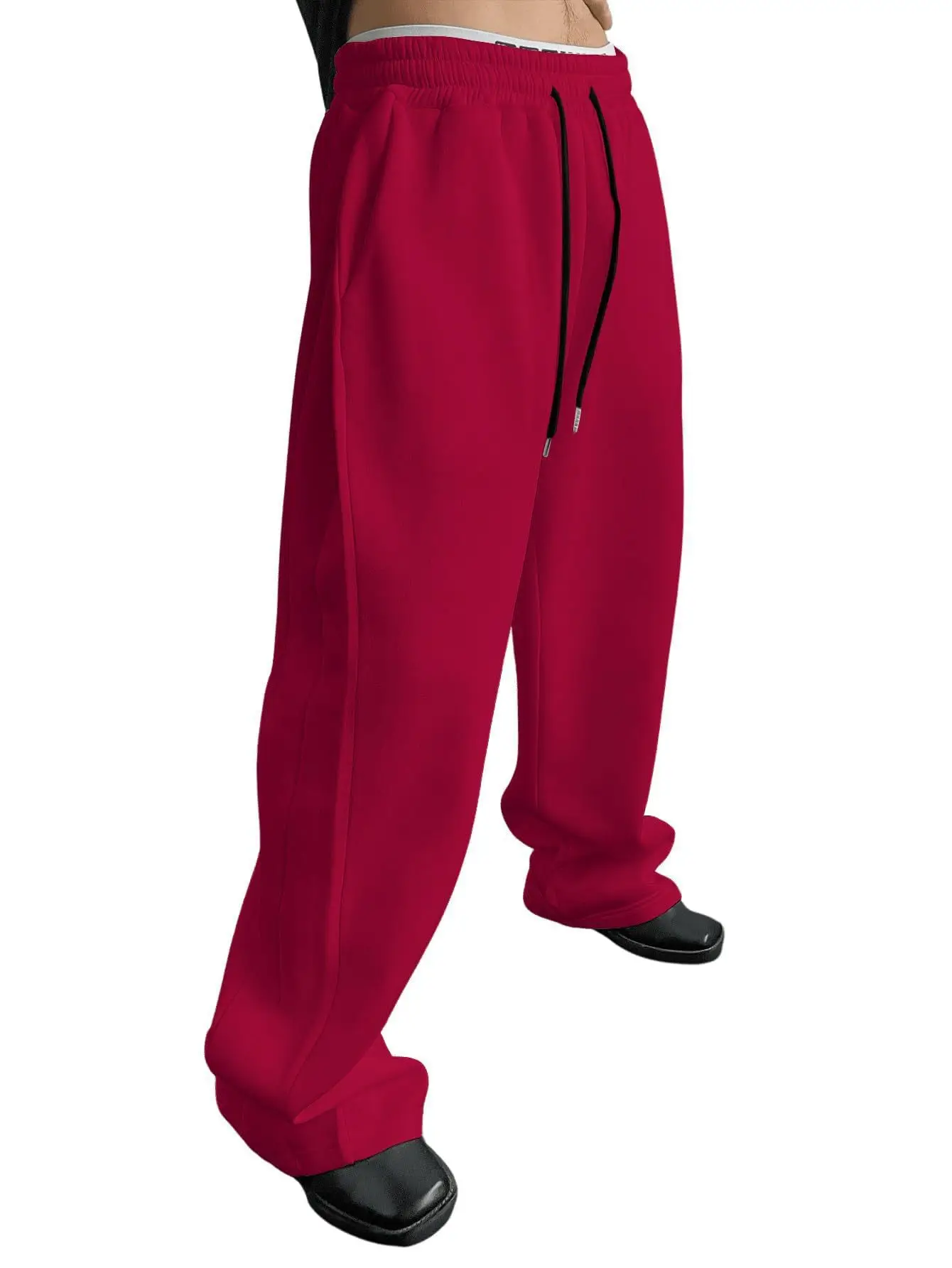 2026 Men's wide leg sweatpants waist drawstring pants straight leg loose pants casual pants Martial Arts Pants Men Sports Pants thumbnail 3