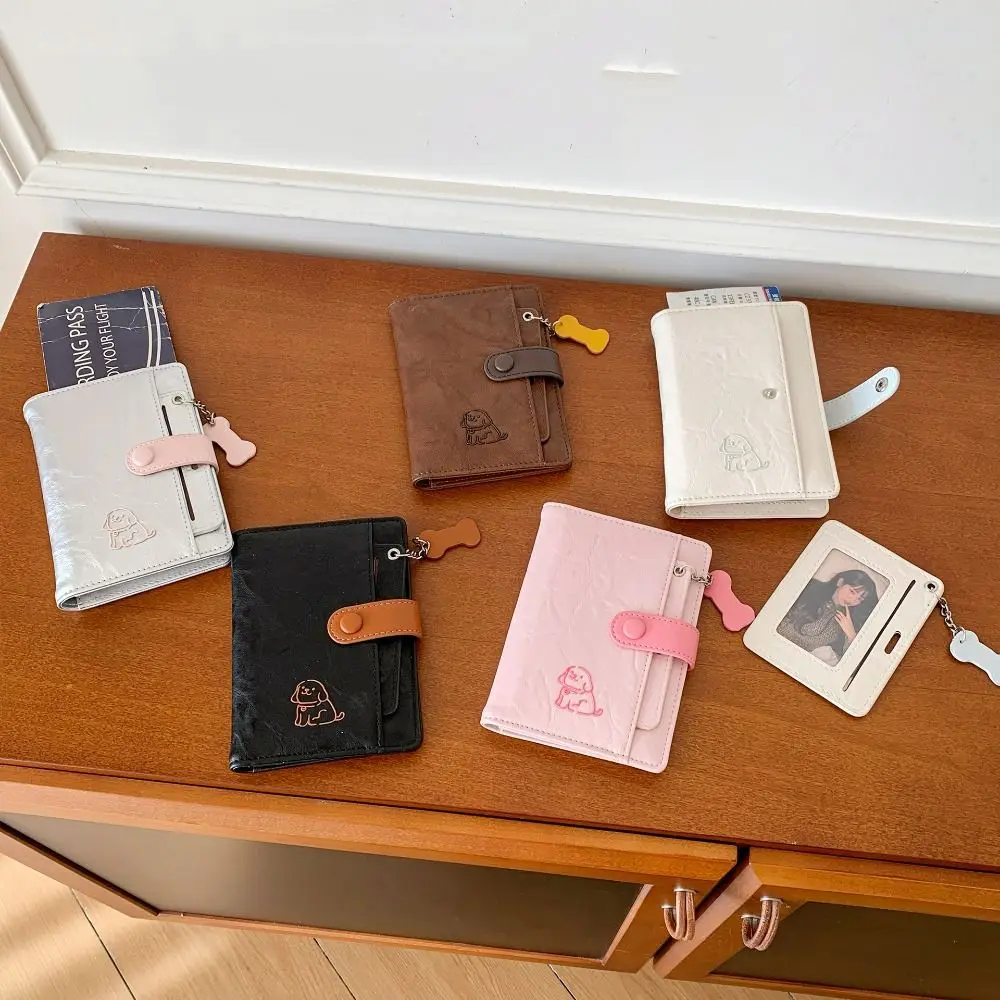 Portable Card Holder PU Passport Bag Cute Puppy Passport Cover Travel Wallet Multifunctional Airplane Check-in Passport Clip Men
