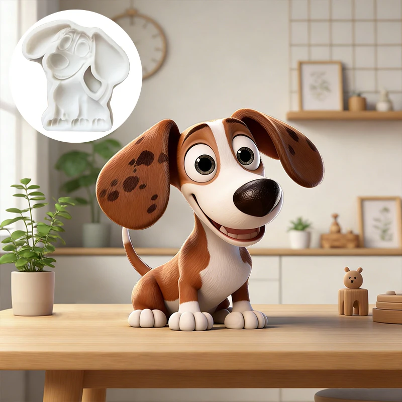 Curious Cartoon Dog Silicone Mold, reusable resin mold, clay and plaster mold, DIY decorative pendant handmade mold thumbnail 3