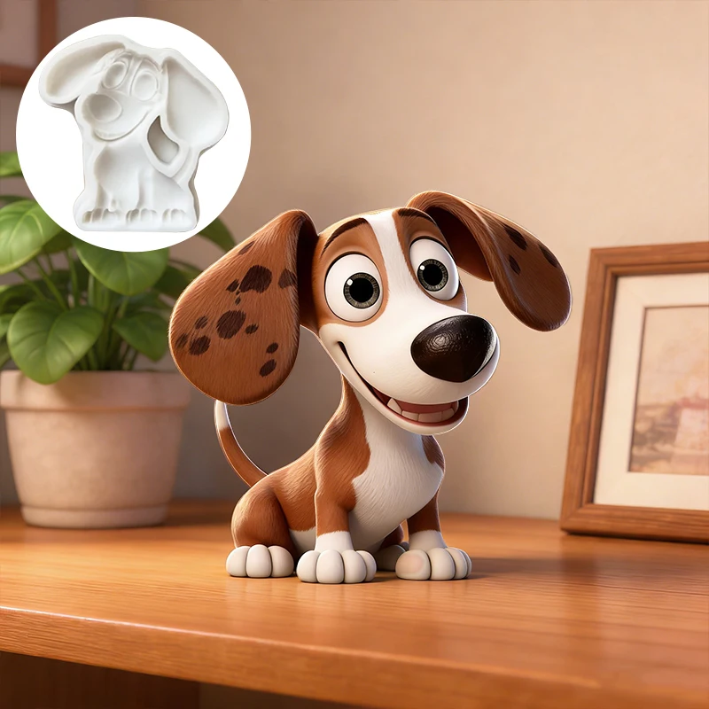 Curious Cartoon Dog Silicone Mold, reusable resin mold, clay and plaster mold, DIY decorative pendant handmade mold thumbnail 5