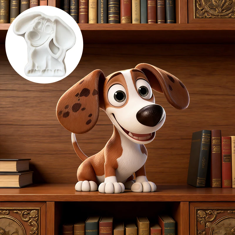 Curious Cartoon Dog Silicone Mold, reusable resin mold, clay and plaster mold, DIY decorative pendant handmade mold thumbnail 4