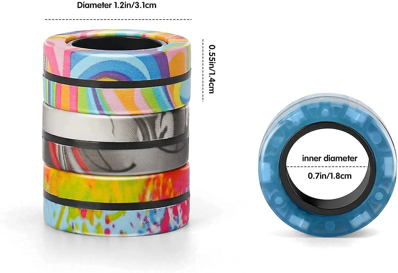 3pcs Fidget Toy Set Finger Magnetic Rings Colorful Adult Magnets Spinner Rings for Relieve Stress Anxiety Relief Therapy thumbnail 5