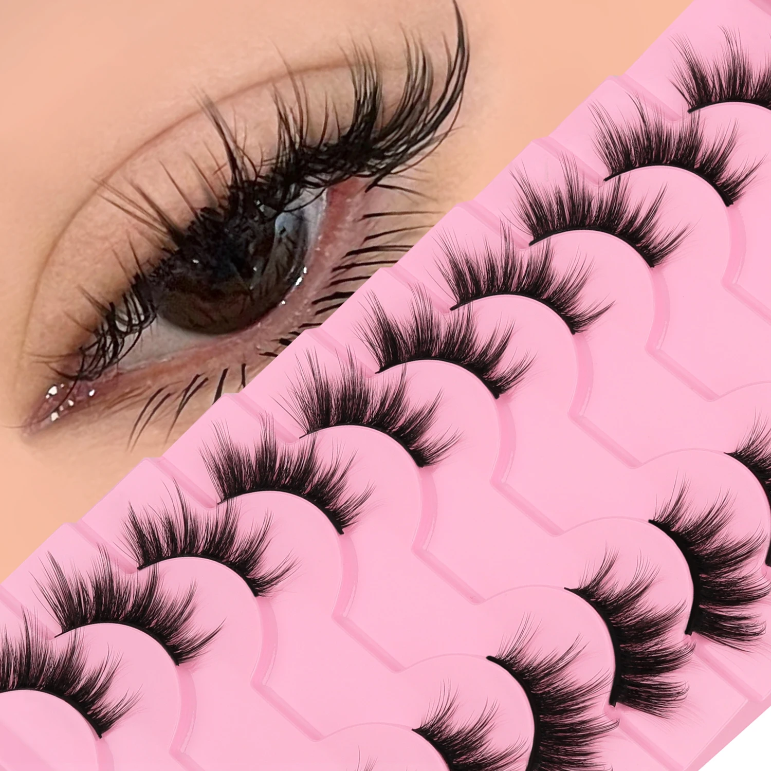 WOSHEER Half Eyelashes Natural Cat Eye Lashes Soft Wispy Faux Mink Lashes Eyelashes Extension Makeup thumbnail 2