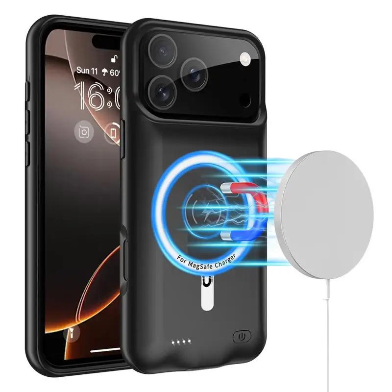 10000mAh Wireless Battery Case for iPhone 17 pro Max 16 plus 15 Magnetic Power Bank Cover Charger Compatible For iPhone 17 Air