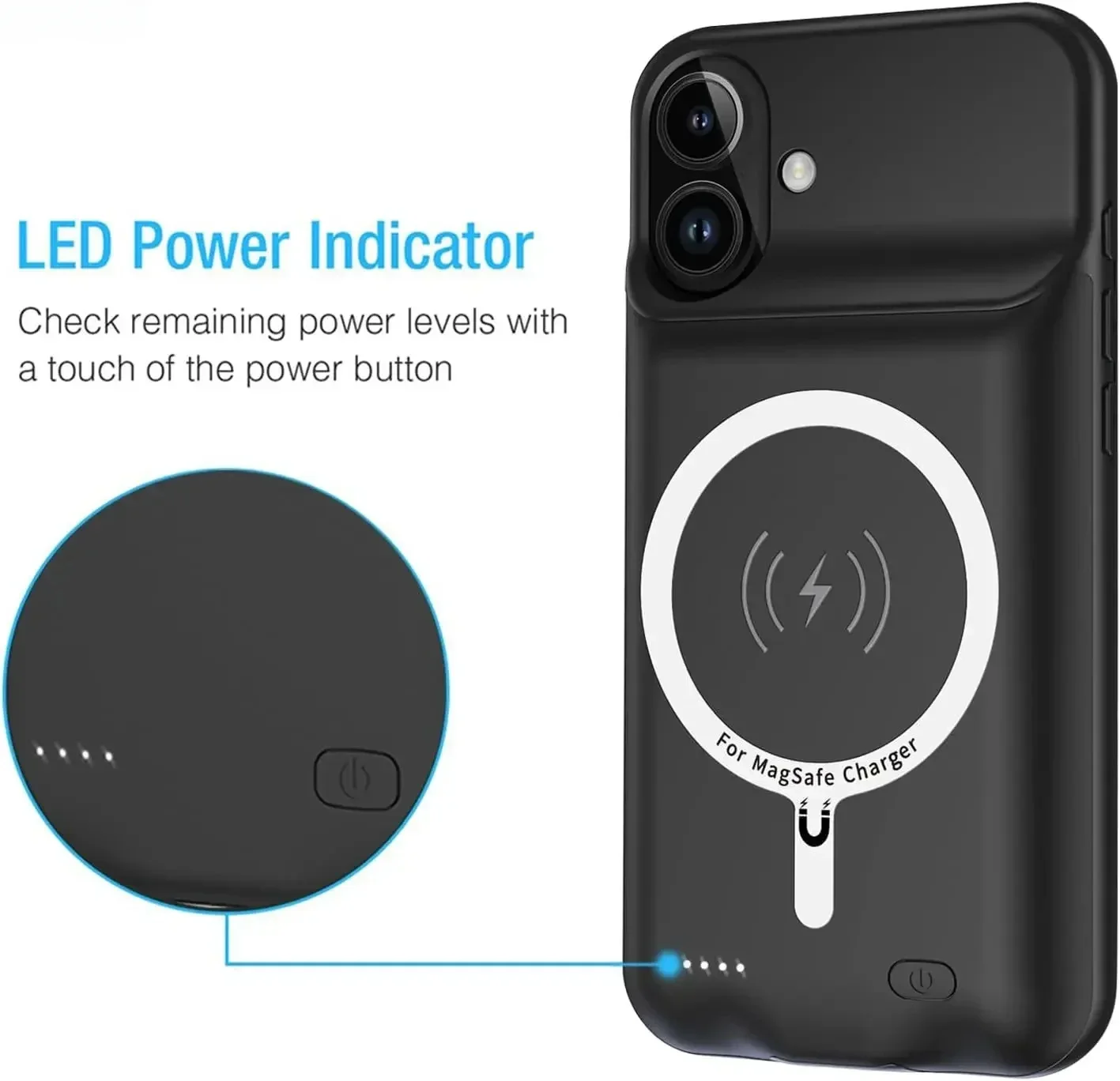 10000mAh Wireless Battery Case for iPhone 17 pro Max 16 plus 15 Magnetic Power Bank Cover Charger Compatible For iPhone 17 Air thumbnail 3