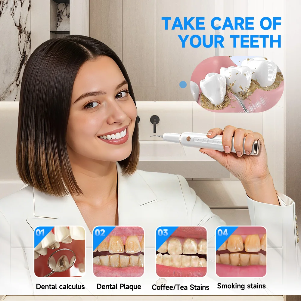CURVY MOON T4 Electric Ultrasonic Dental Scaler Stain Removal Surface Cleaning Gum Care Tools Oral Cleaner Care