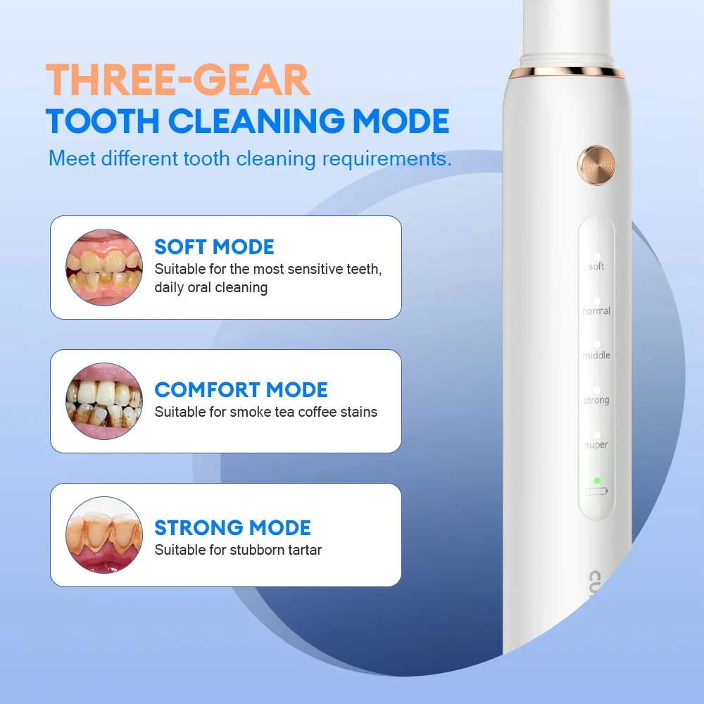 CURVY MOON T4 Electric Ultrasonic Dental Scaler Stain Removal Surface Cleaning Gum Care Tools Oral Cleaner Care thumbnail 3