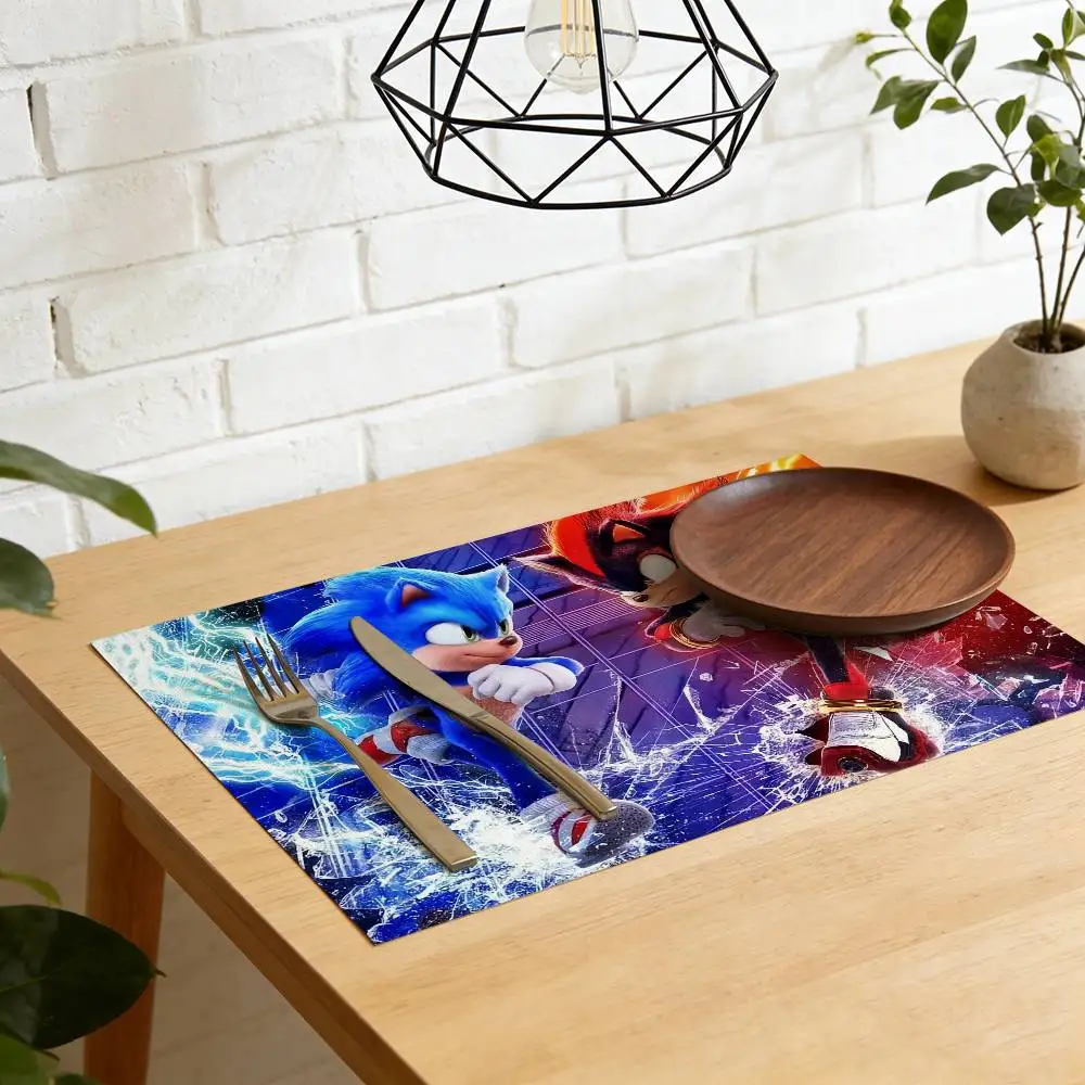 Cartoon S-Sonic-S Cool Film H-HedgehogS 3 Placemats For Family Meals Holiday Family Feasts Cafes Casual Restaurants thumbnail 5