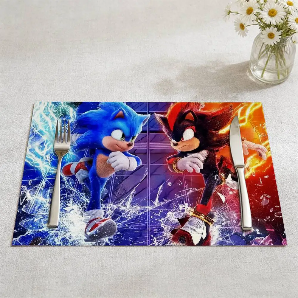 Cartoon S-Sonic-S Cool Film H-HedgehogS 3 Placemats For Family Meals Holiday Family Feasts Cafes Casual Restaurants thumbnail 6