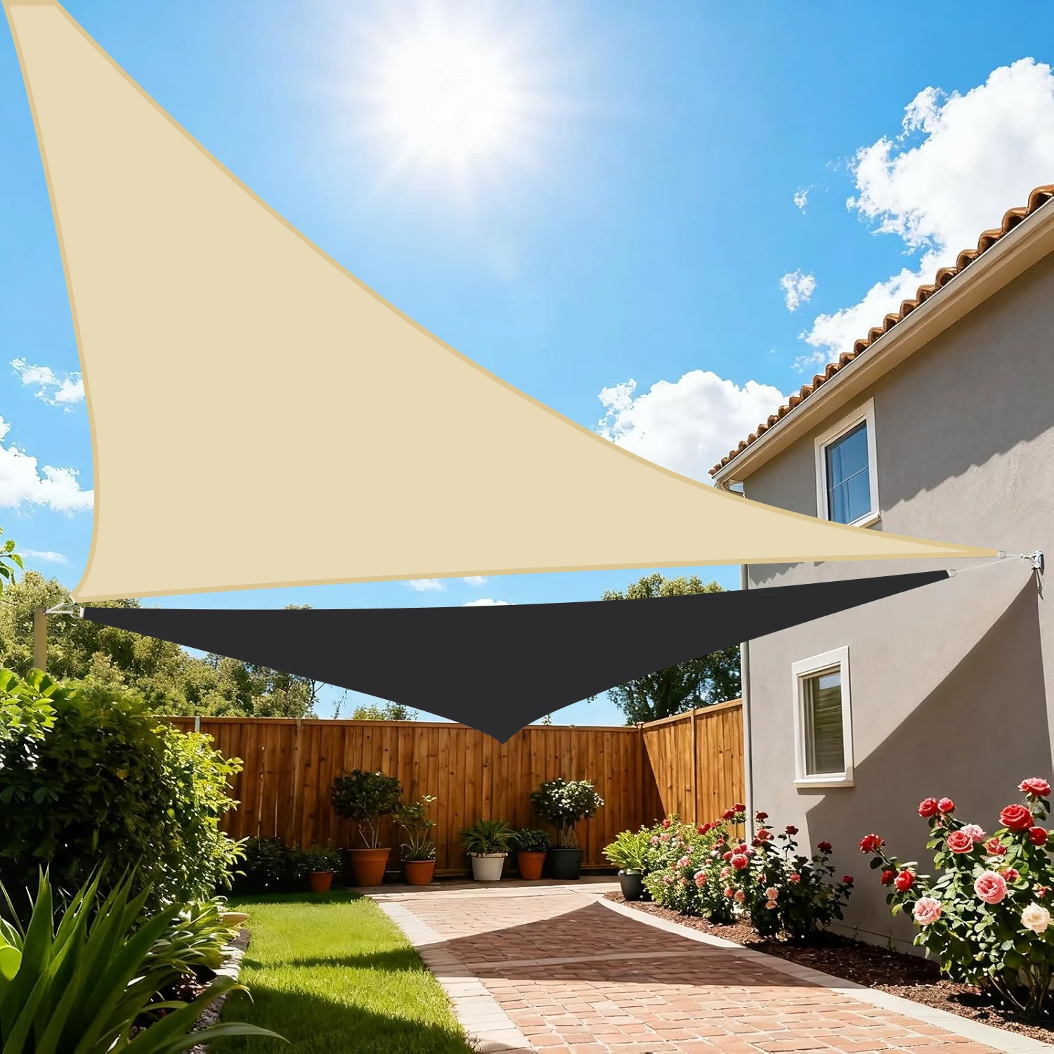 Triangle Sun Shade Sail Waterproof UV Block Outdoor Garden Patio Awning Canopy Triangle Sunshade Sail thumbnail 5