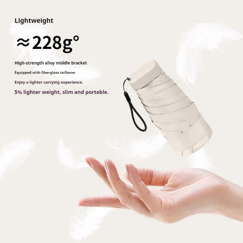 Mini Capsule Umbrella Ultra Light 12.5cm Portable UPF50+ UV Protection Sun Rain Dual Use Sunshade Umbrella For Women Outdoor thumbnail 4