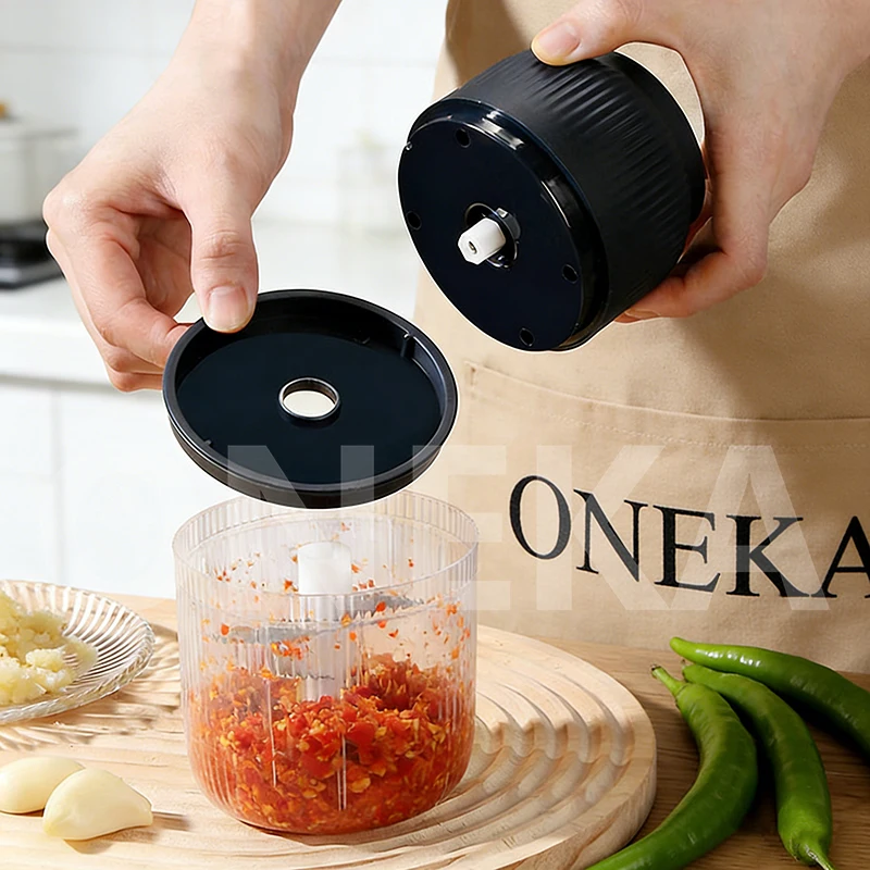 6-Blade Electric Mini Garlic Chopper USB Chili Pepper Grinder Kitchen Tool for Crushing Garlic Ginger Vegetables Baby Food Gift thumbnail 3