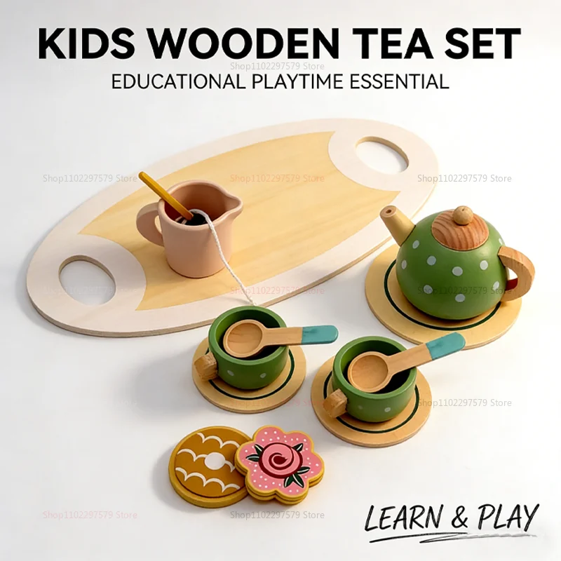 NEW Afternoon Tea Set for Children Pretend Play Kitchen Toys Educational Food Gifts for Girls Boys Boys Tea Party Role Play Fun thumbnail 2
